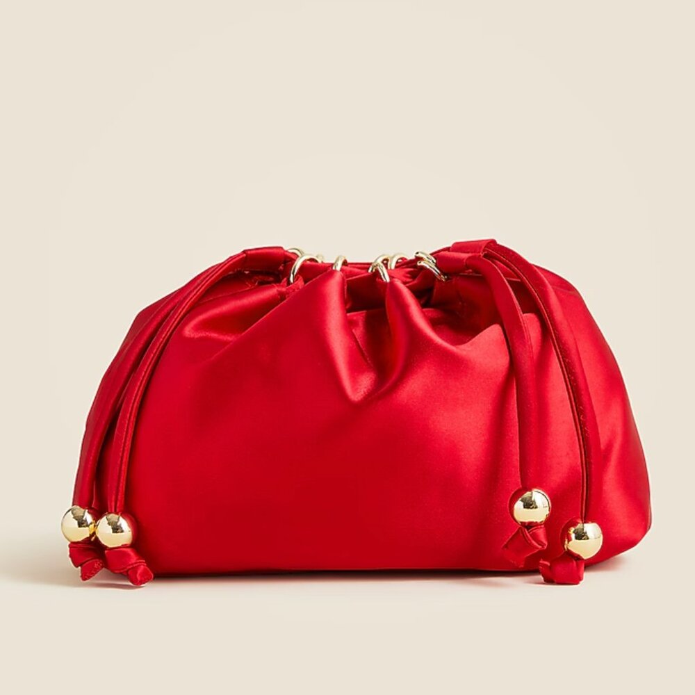 J.CREW Drawstring pouch bag in satin Radiant Ruby - Picture 4 of 8